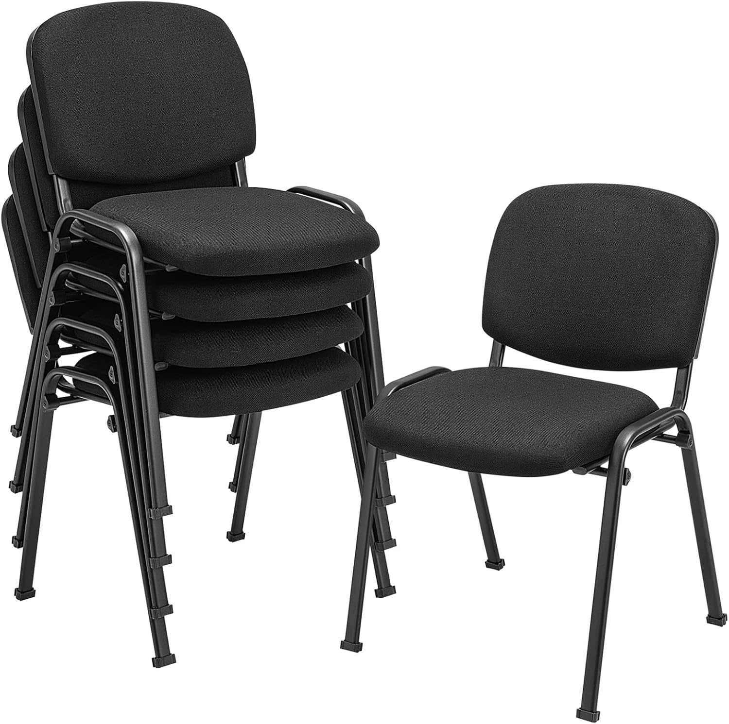 Giantex Juego de 5 sillas de conferencia, sillas apilables para invitados con marco de metal, cojín acolchado, silla de recepción apilable, sillas