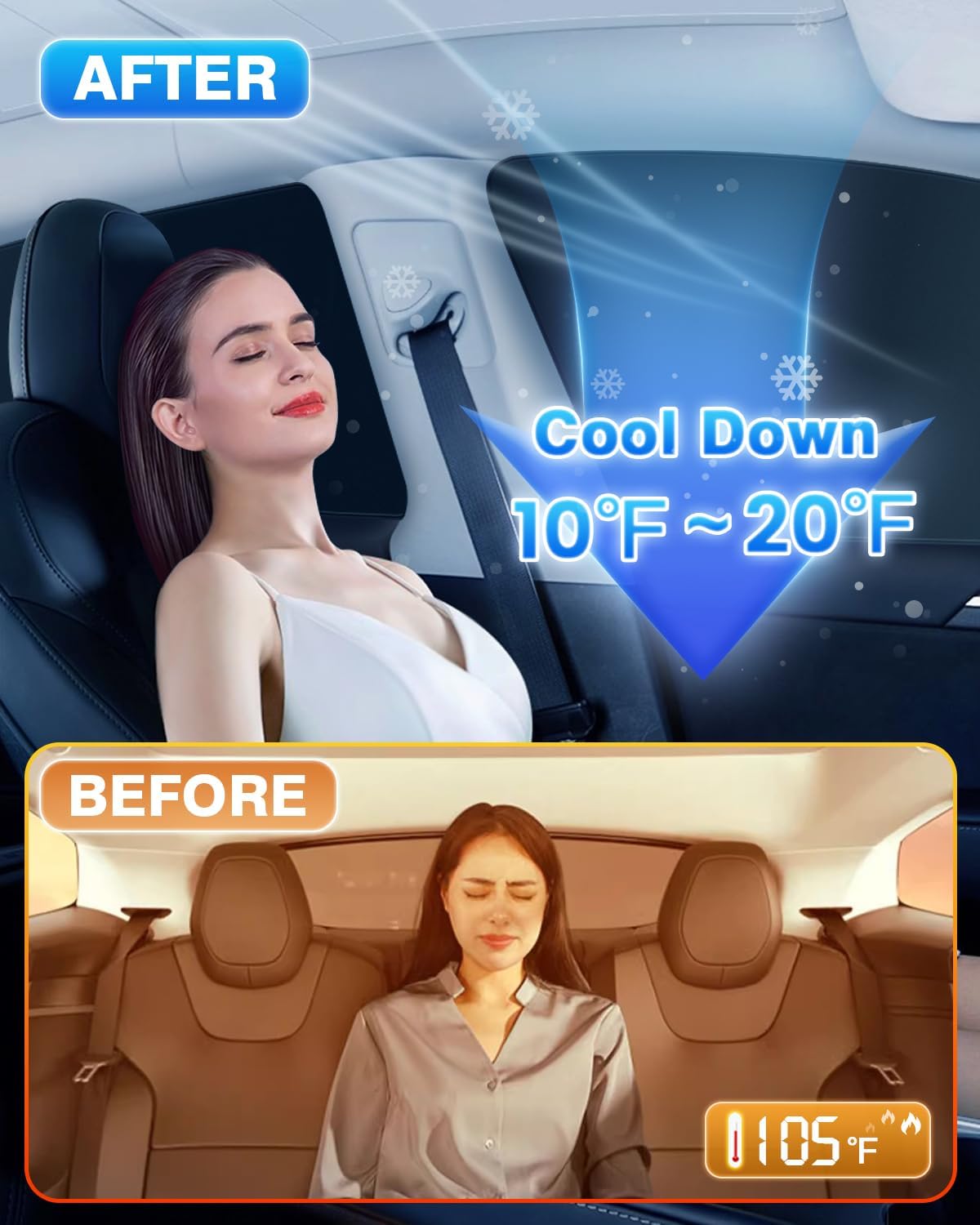 8 parasoles de privacidad para ventana Tesla modelo Y, 2 en 1, visera reflectante de cristal de hielo para Tesla Model Y 2020-2024, para todas las