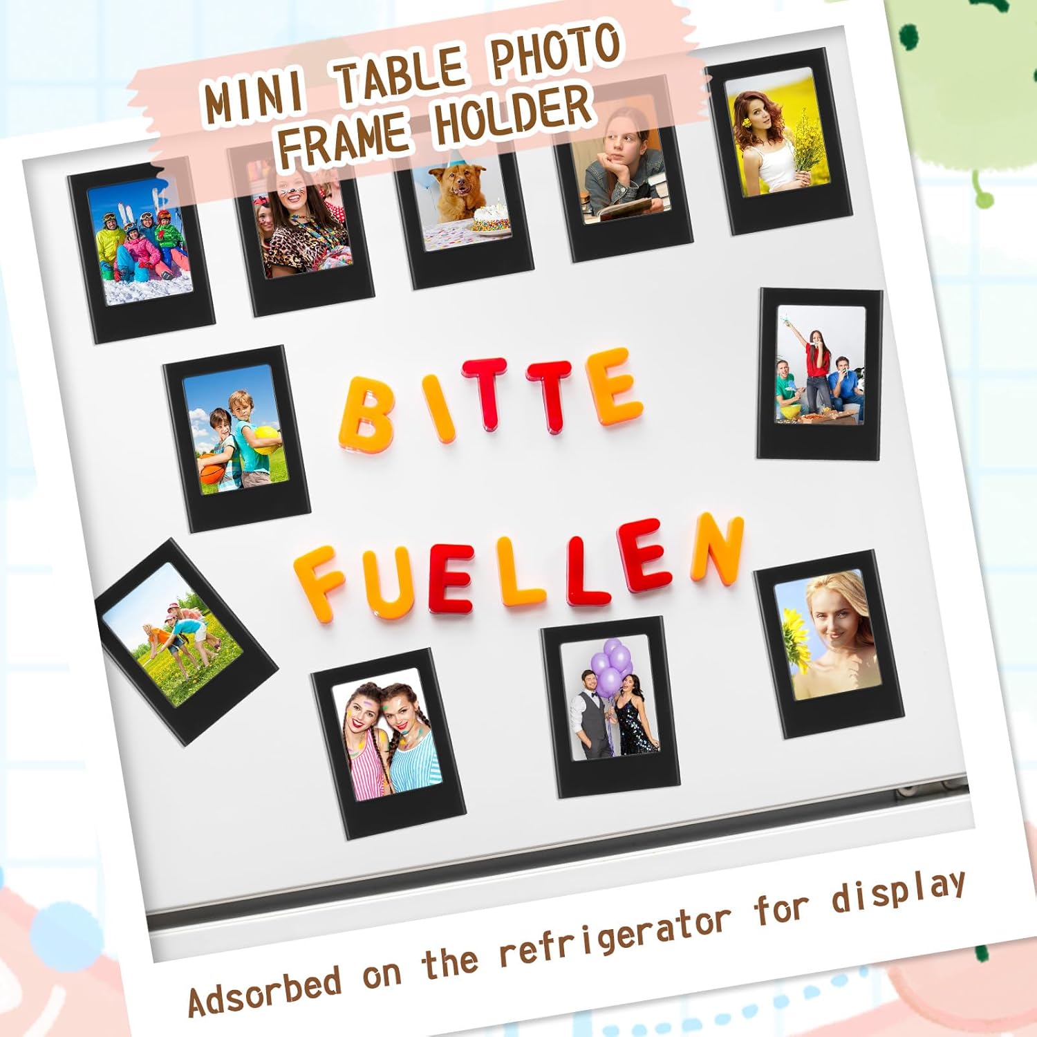 Paquete de 30 mini portarretratos magnéticos de 2 x 3 pulgadas, imán para refrigerador, portarretratos para mesa, juego de marcos de fotos