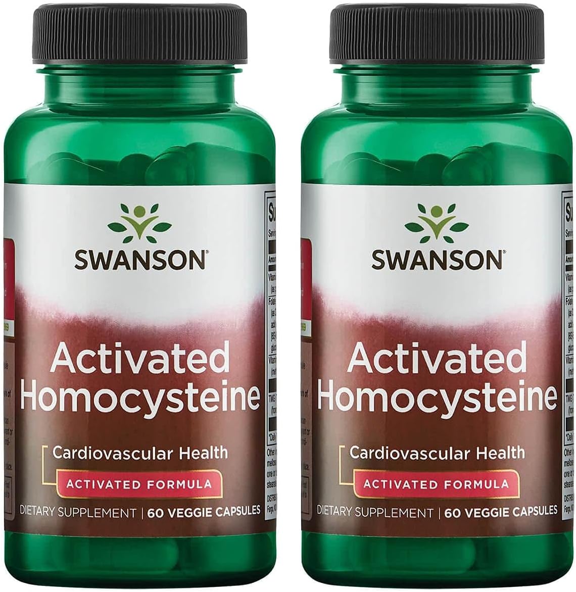 Swanson Homocisteína Activada 60 Cápsulas Vegetales Paquete de 2