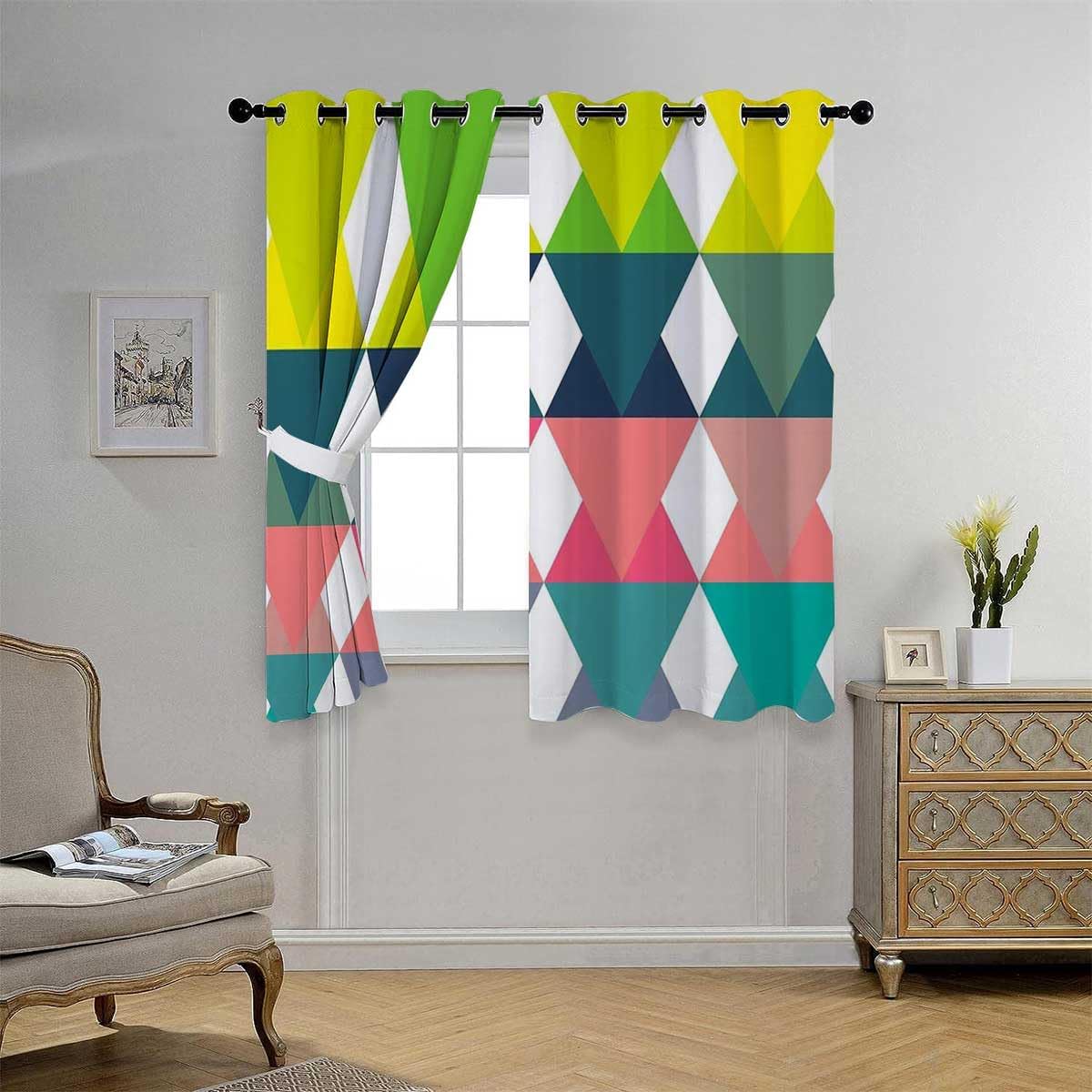 YANFENQI Cortinas para Habitacion Colorido Rainbow Gradient Celosía Cortina opaca para oscurecer la habitación, 63 pulgadas de ancho por 80 pulgadas