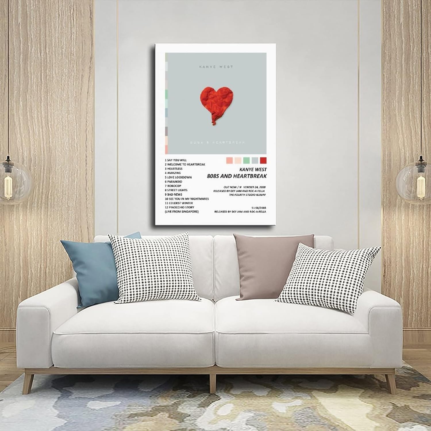 WANMLY Póster de Kanye West 808s Heartbreak Music Album Cover Poster Póster de lienzo Decoración de Dormitorio Paisaje Deportivo Oficina Decoración