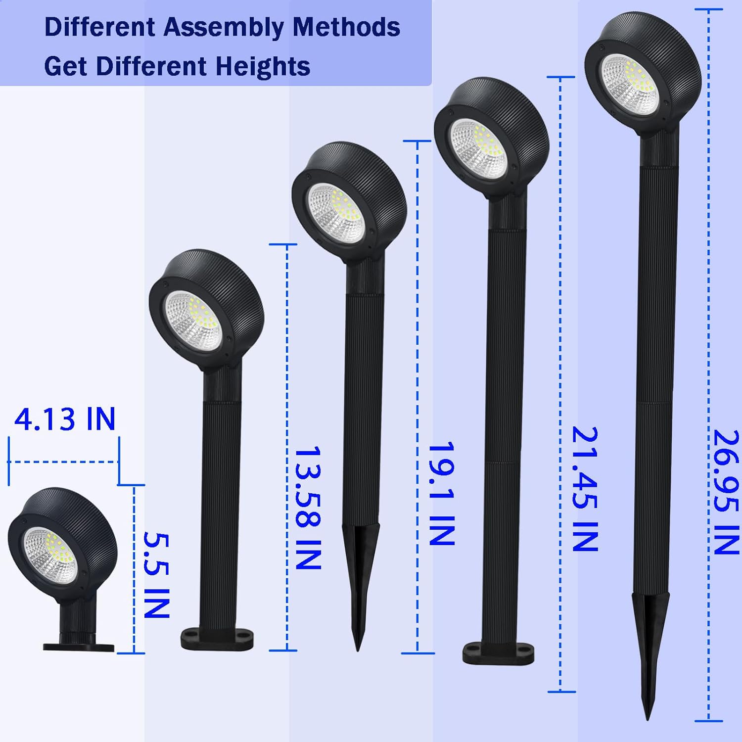 Luces solares para camino, luces solares LED de jardín de 300 lm, opciones LED blancas brillantes y cálidas, luces solares en forma de L, luces