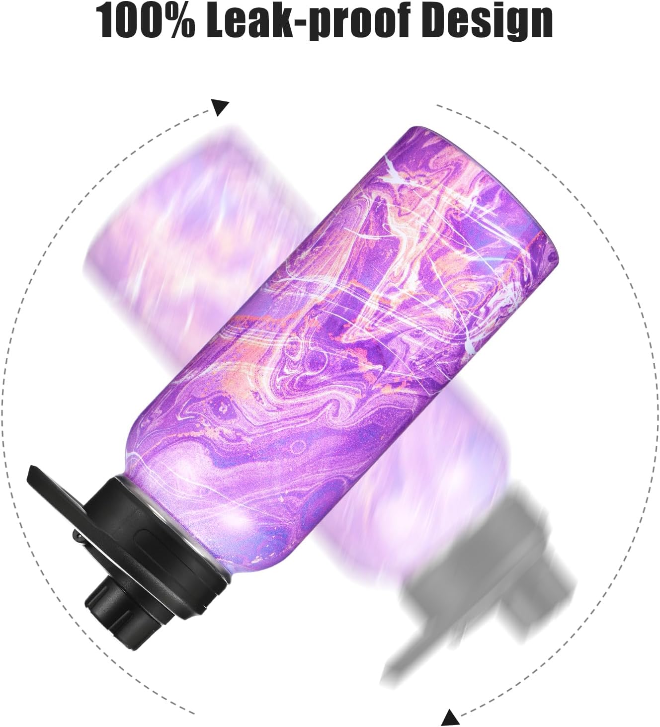 WEREWOLVES Botella de agua aislada personalizada con tapa de popote con mango de paracaídas y tapa de boquilla, botella de agua de boca ancha de