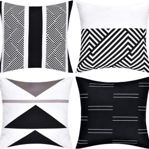 VERTKREA – Juego de 4 fundas de almohada con estampados geométricos modernos para decoración de cama, sofá, oficina VERTKREA – Juego de 4 fundas de almohada con estampados geométricos modernos para decoración de cama, sofá, oficina