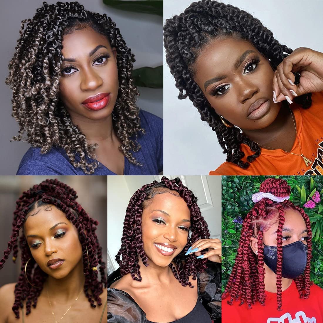 Leeven Cabello rubio degradado de 14 pulgadas, pretrenzado y trenzado de pasión, 8 paquetes de extensiones de cabello sintético bohemio para mujeres
