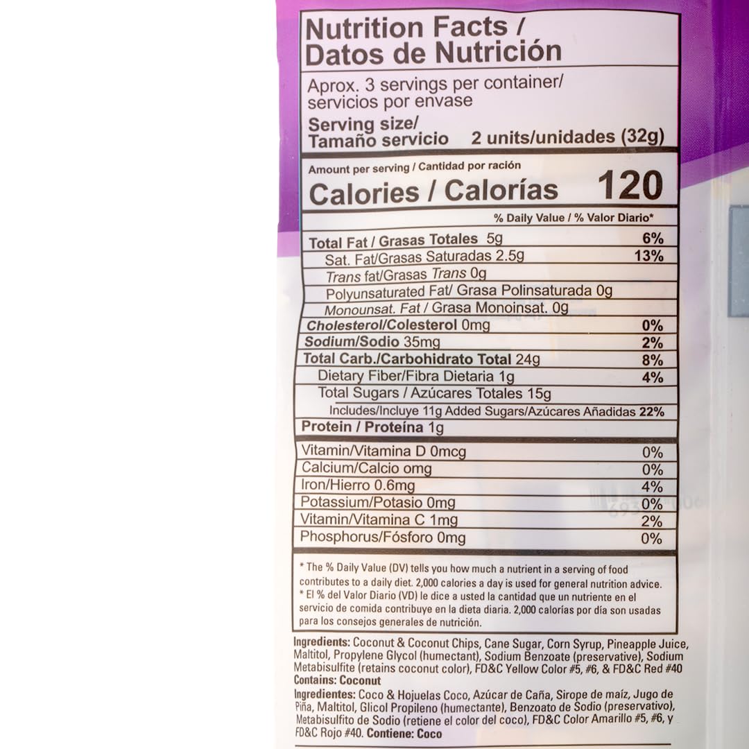 Dulzura CocoPina Treats  Coco rallado infundido con sabores de piña  3.4 oz (paquete de 1)