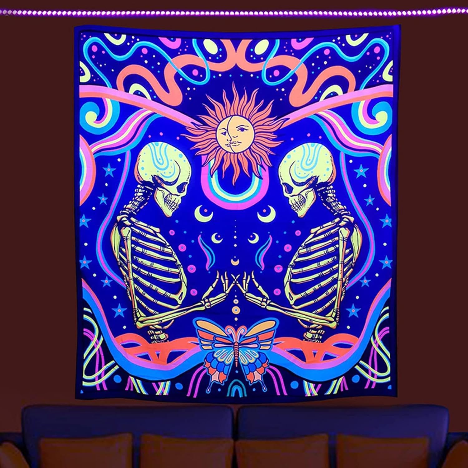 BatwhO Fluorescentes de luz de tapiz de fondo de tela tapiz casa tapiz de habitación de fiesta tela de la pared sala de estar sofá tapiz de fondo