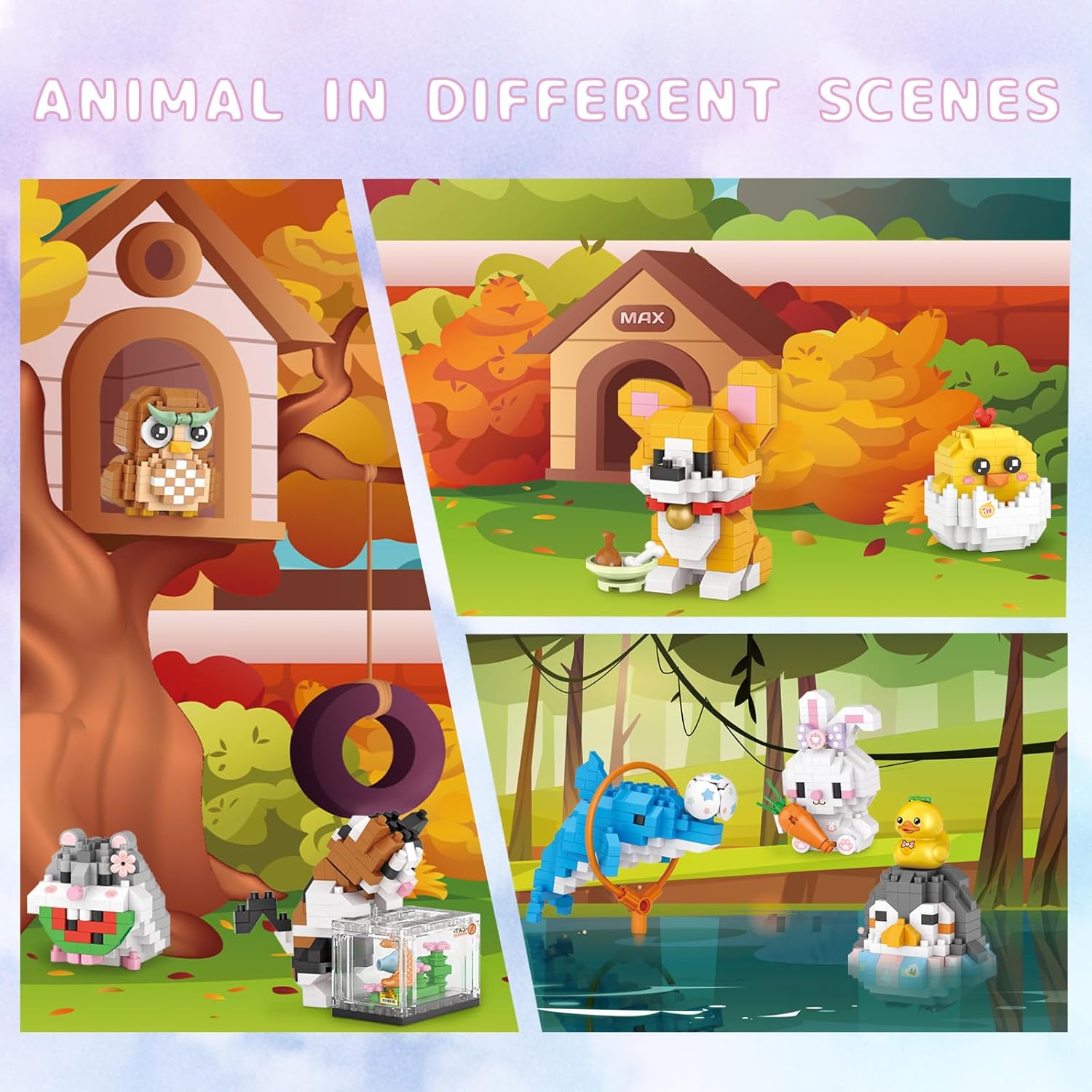 Mini juguetes de construcción de conejo, bloques de construcción de animales lindos, juguete creativo para niños y niñas mayores de 6 años