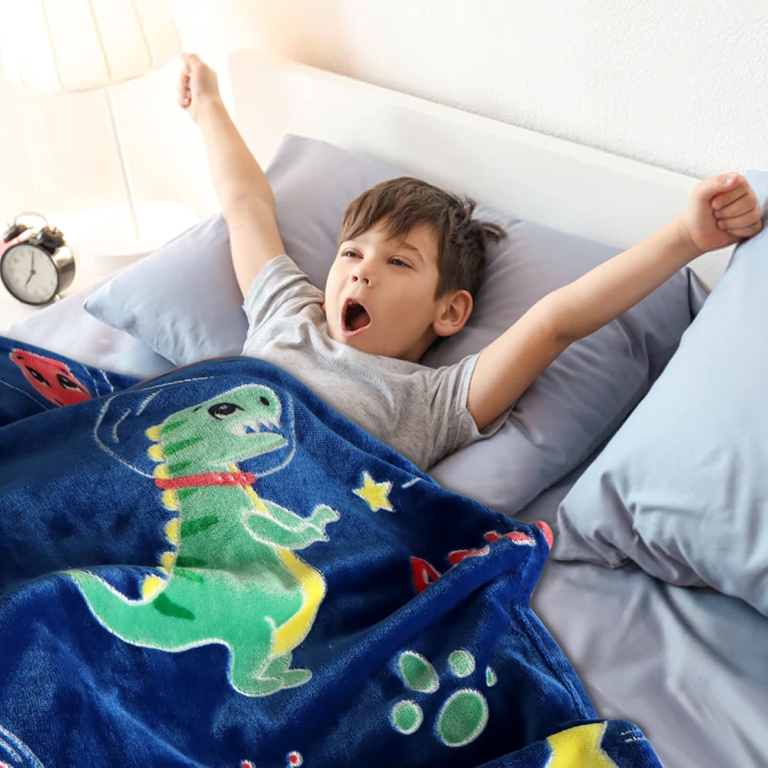 Manta de dinosaurio que brilla en la oscuridad, regalos para niños de 1 a 10 años, mantas suaves de dinosaurio, mantas de fiesta de dinosaurio,
