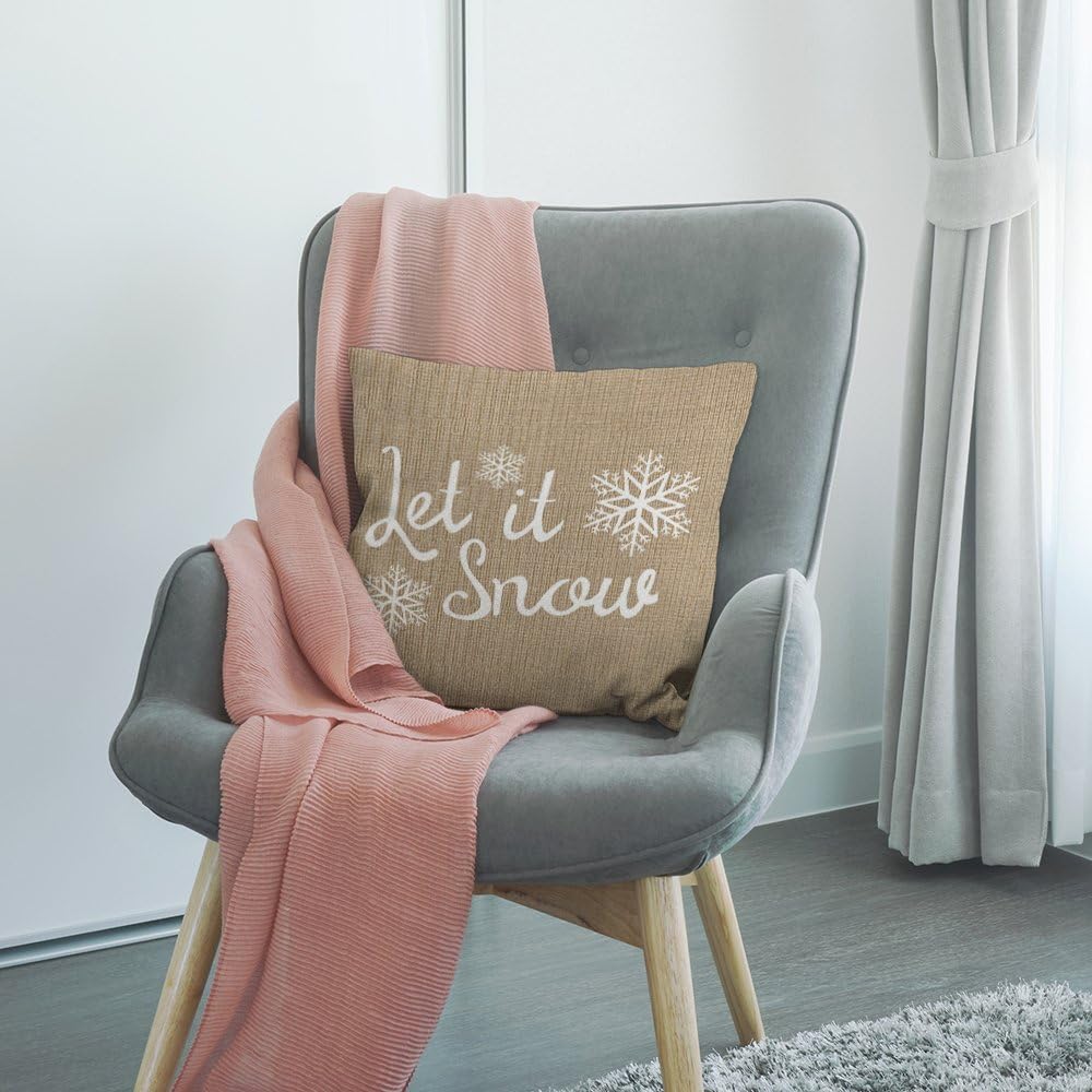 HGOD DESIGNS Funda de almohada Let It Snow Copo de nieve de algodón y lino, funda de almohada para hombres y mujeres, decoración del hogar, sofá,