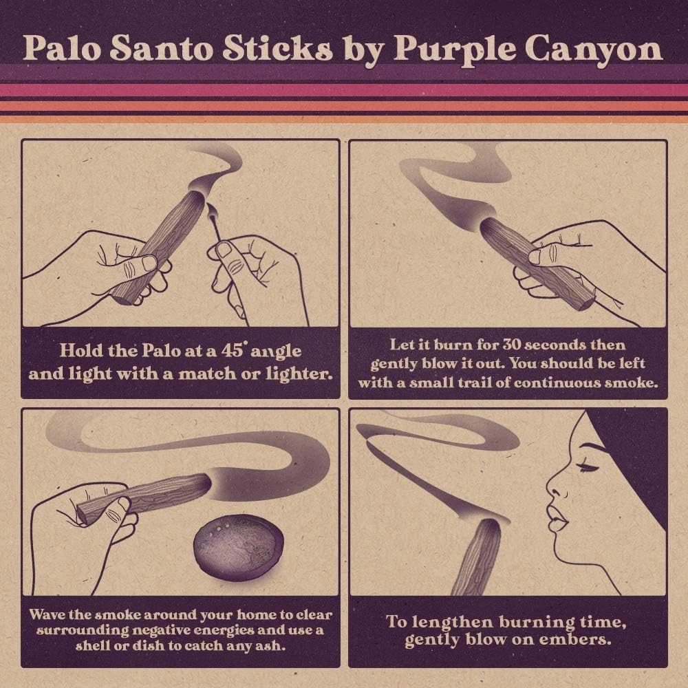 Purple Canyon Palo Santo – Kit de recambio de varillas de incienso  Paquete de 24  Meditación de chakras Espiritual Energía Limpieza Alivio del