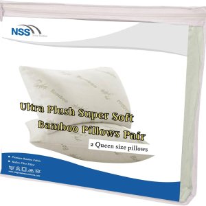 Almohadas de cama para dormir, paquete de 2 almohadas de viscosa tamaño Queen hechas de bambú, ultra suave, con rebote trasero, boca abajo, Almohadas de cama para dormir, paquete de 2 almohadas de viscosa tamaño Queen hechas de bambú, ultra suave, con rebote trasero, boca abajo,