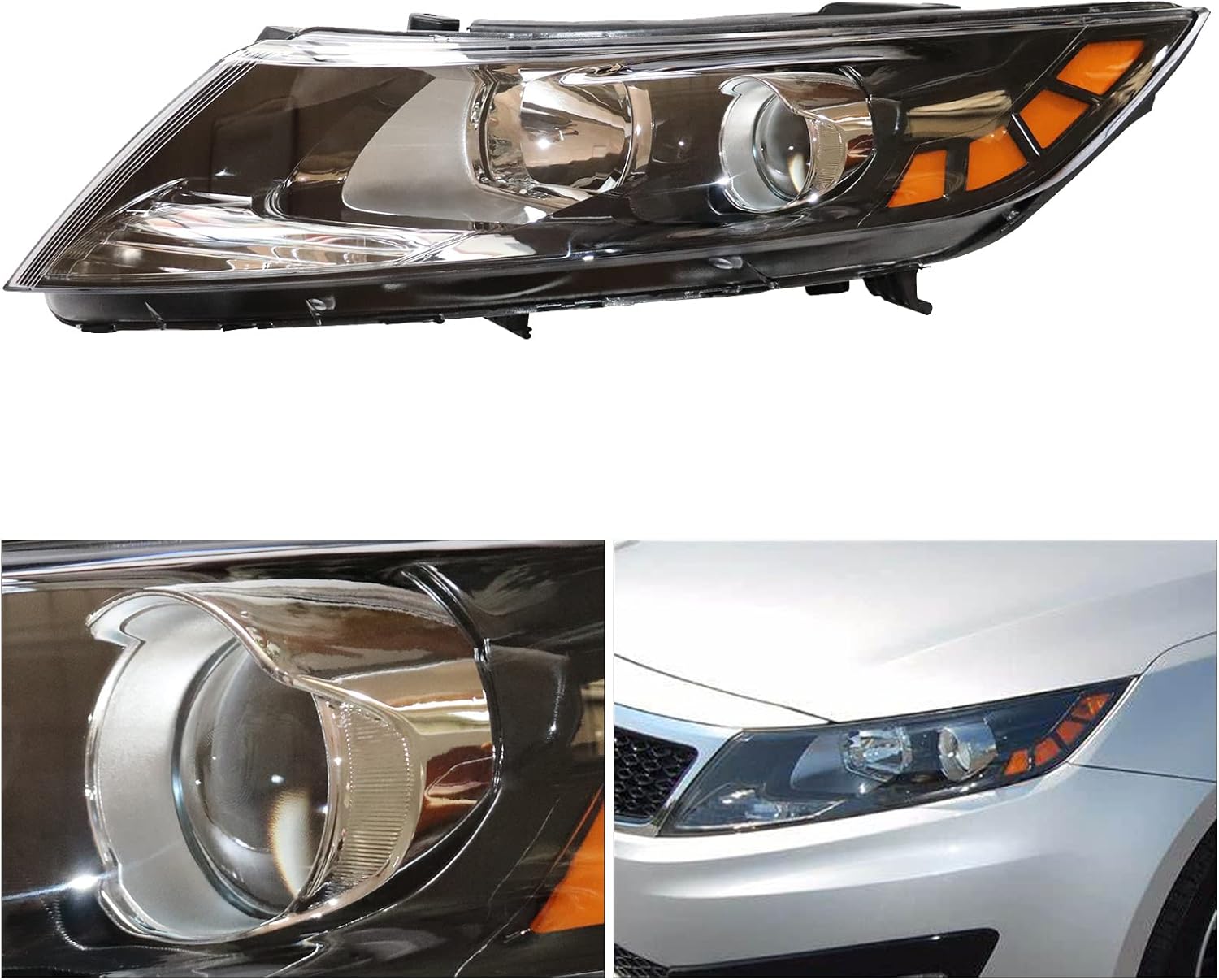 Para 2011 2012 2013 Kia Optima Halógeno Faro Faro Reemplazo Izquierdo Lado Conductor Lente Transparente Carcasa Cromo (lado izquierdo)