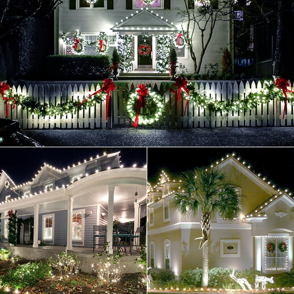Brizled Luces de Navidad C9 blancas, 33 pies, 50 luces LED facetadas para exteriores, luces de árbol de Navidad conectables, luces de Navidad para
