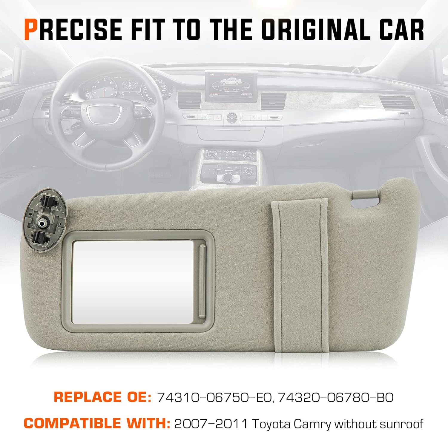 Youxmoto Visera parasol izquierda para conductor y lado derecho del pasajero para Toyota Camry 2007 2008 2009 2010 2011 sin techo solar, beige