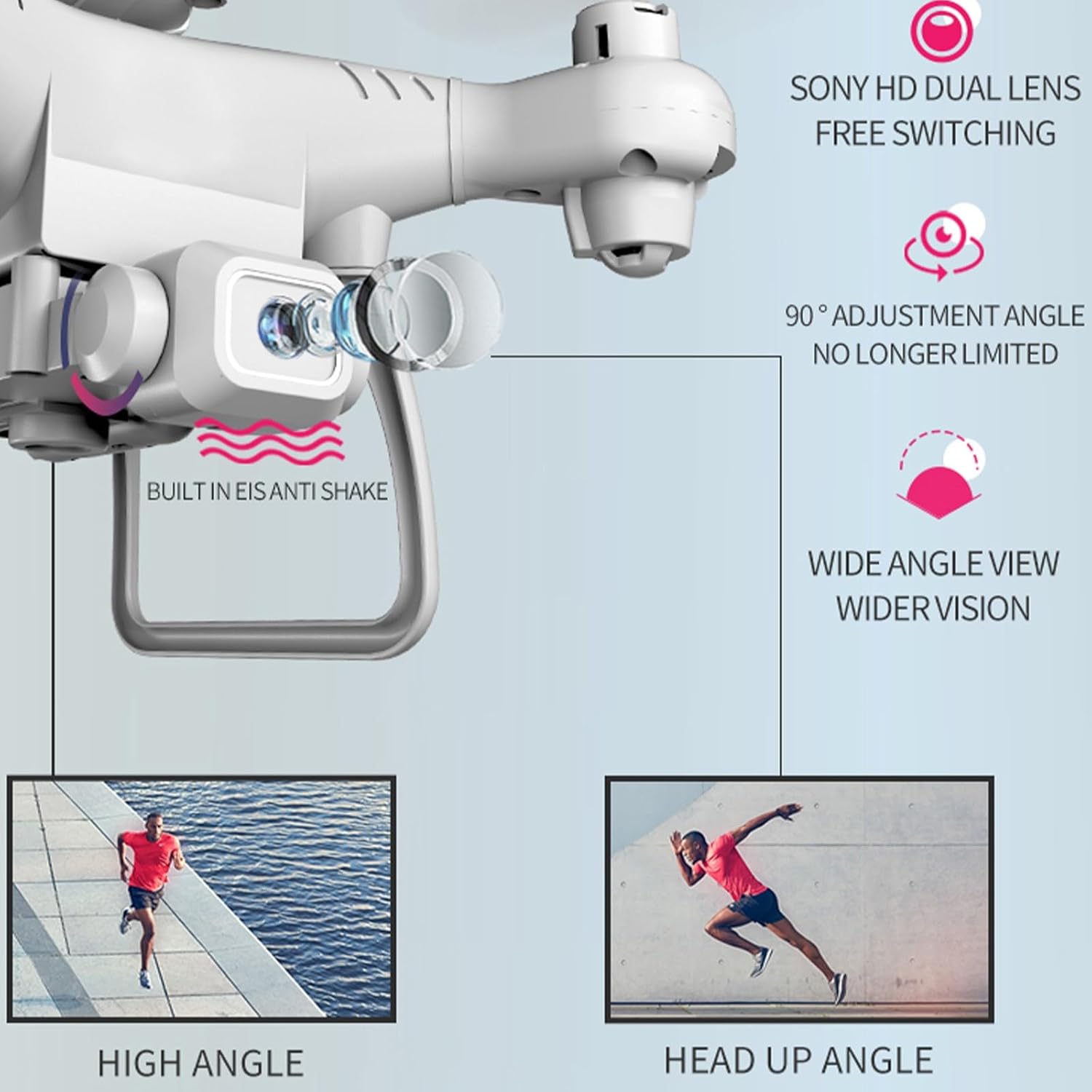 Gbsell Mini dron con cámara dual 1080p HD FPV Control remoto Juguetes regalos para niños niñas con altitud de retención modo sin cabeza Ajuste de