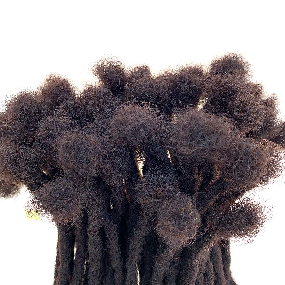YONNA Extensiones de rastas de cabello humano, 60 rastas hechas a mano (0.2in) de ancho, color marrón oscuro #2