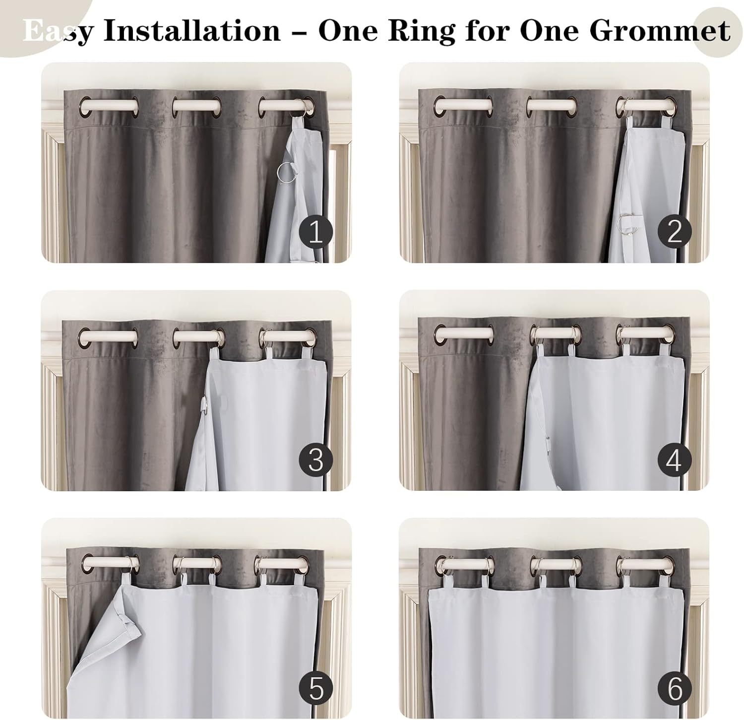 Melodieux Forro de cortina de oscurecimiento de habitación con aislamiento térmico para cortinas de 84 pulgadas de largo, color blanco hueso, 40 x