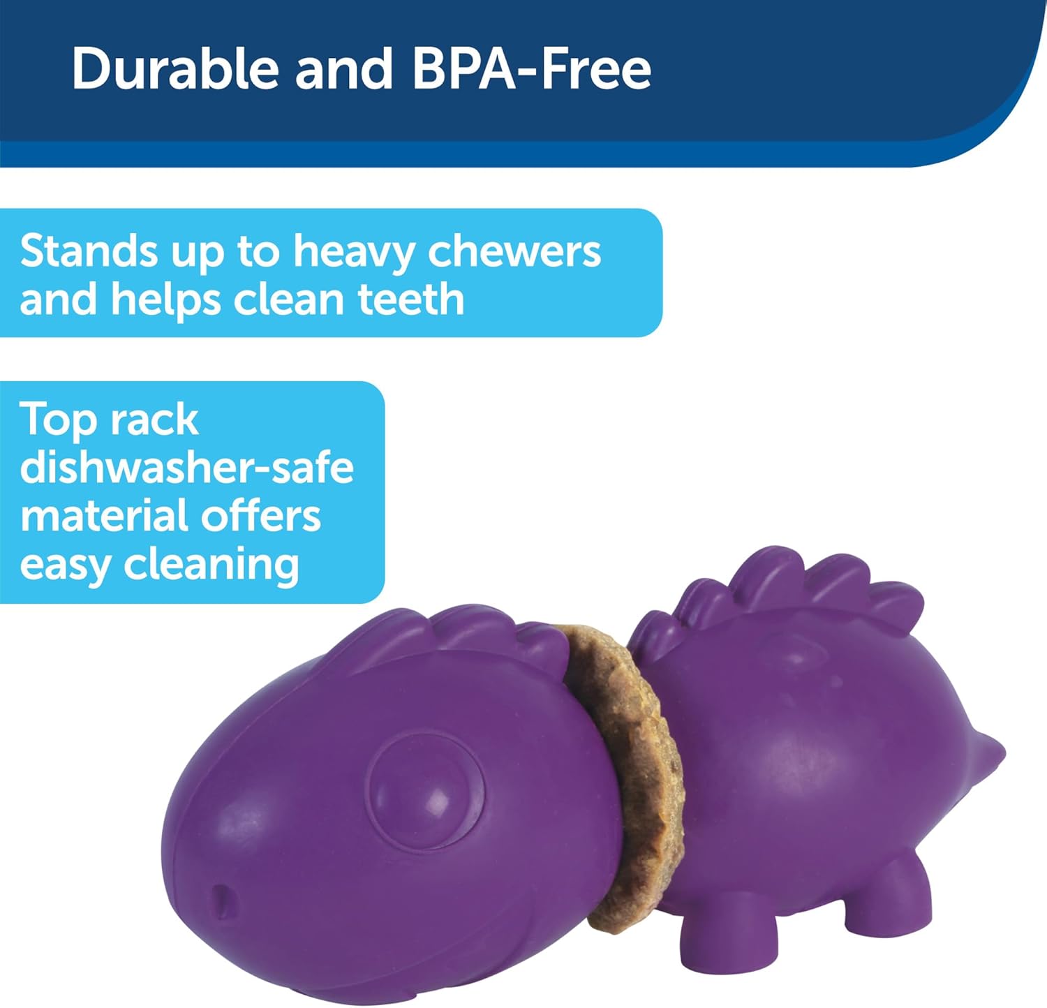 PetSafe Busy Buddy Animal Treat Ring Dog Toy – Juguete masticable para perros – Dinosaurio mediano