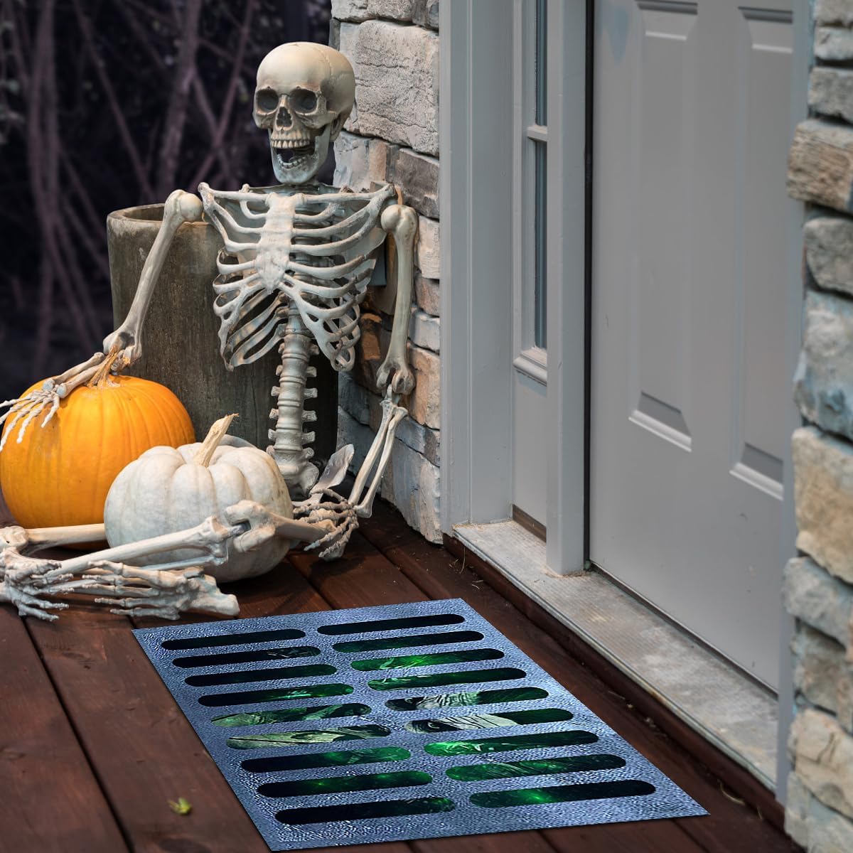 Felpudo de payaso con ilusión 3D de Halloween, tapete de bienvenida de Halloween, tapete de drenaje de payaso de Halloween, para interiores y