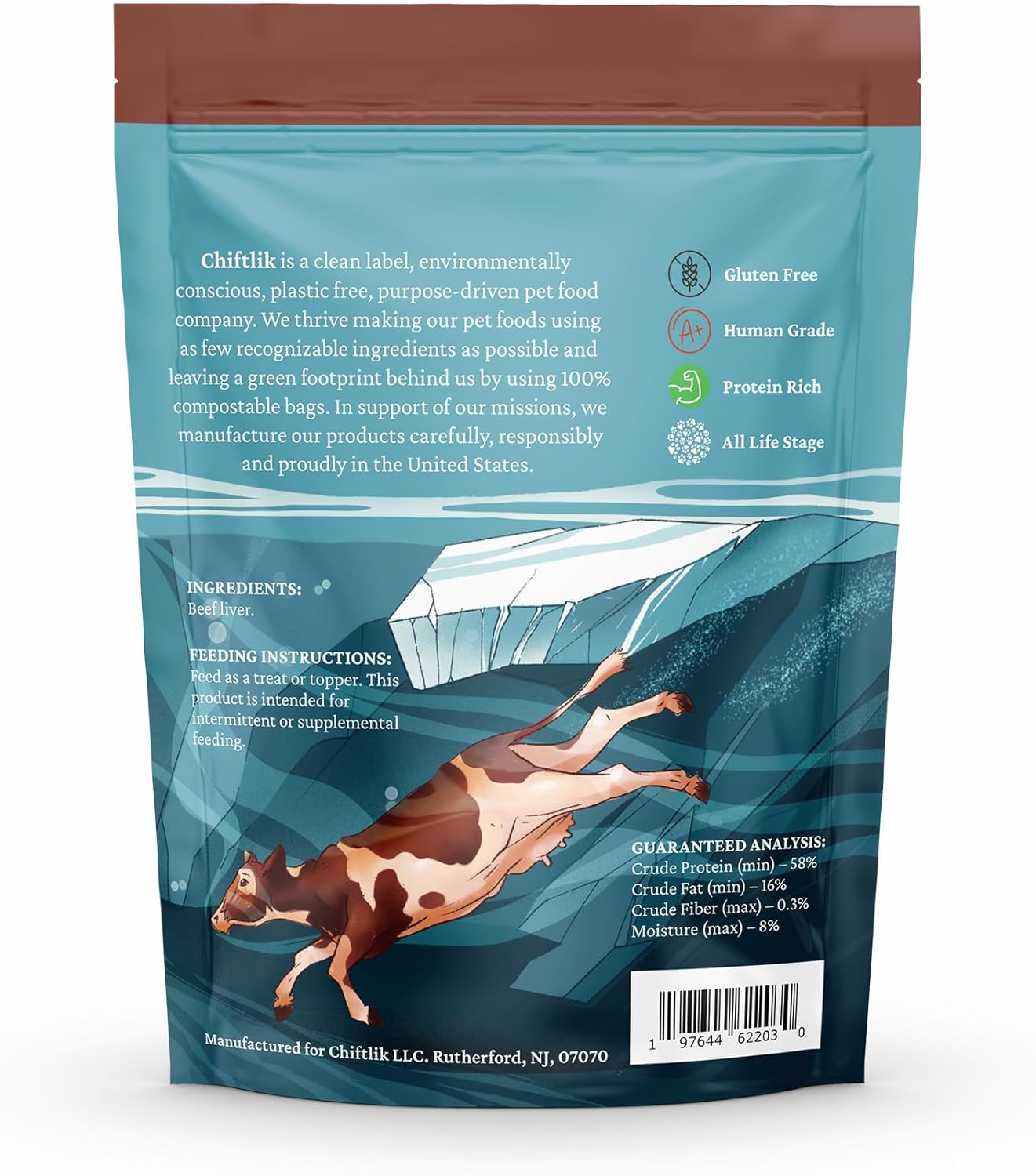-Golosinas liofilizadas para perros de hígado de carne alimentada con pasto – Un solo ingrediente – Sin plástico – Bolsa compostable – Natural,