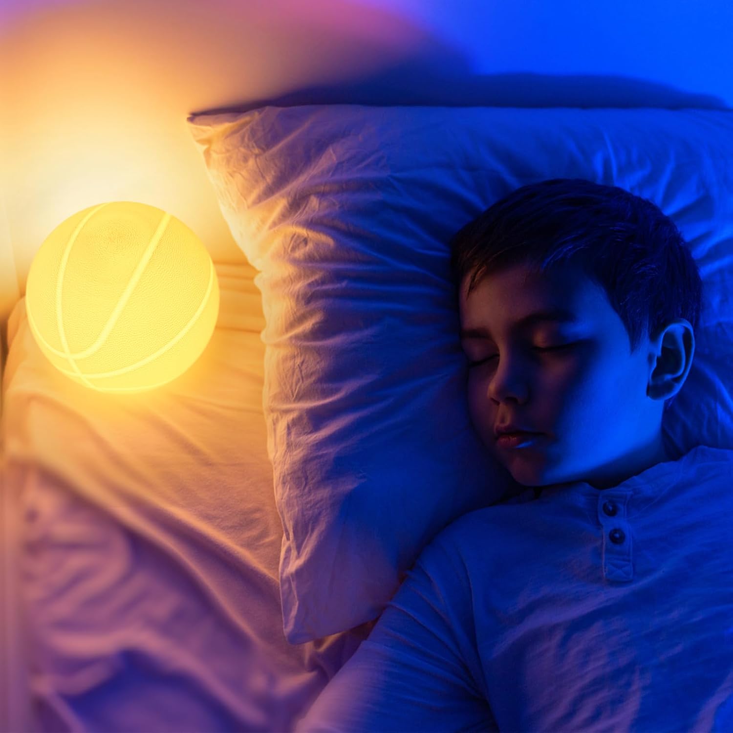Luz nocturna de baloncesto, regalos para el día de San Valentín para él, lámpara de baloncesto para habitación de niños con control remoto, 16