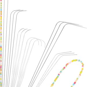 Juinte Agujas curvadas de cuentas de ojo grande de 6 tamaños, aguja de cuentas de acero inoxidable para girador de cuentas, agujas giratorias para Juinte Agujas curvadas de cuentas de ojo grande de 6 tamaños, aguja de cuentas de acero inoxidable para girador de cuentas, agujas giratorias para