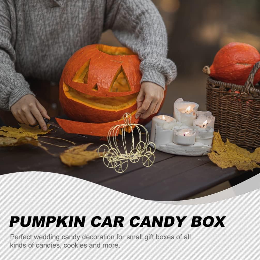 Veemoon Plato de baratija de 5 piezas, caja de dulces de calabaza, decoración de carro de calabaza dorada, caja de baratijas para Halloween, boda,