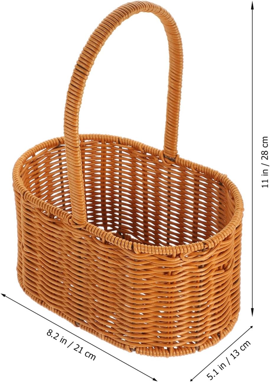UPKOCH Cesta de picnic, cesta de almacenamiento, cesta de frutas, cesta decorativa para flores, cesta tejida a mano, cesta de comestibles de mano,