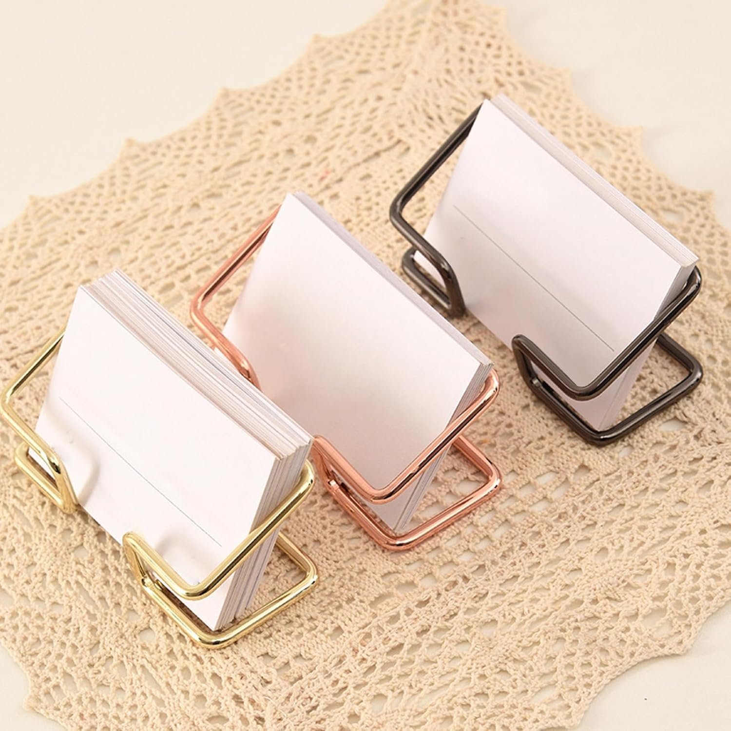PERZOE Tarjetero para escritorio, 2 tarjetas de visita de metal moderno con capacidad para 50 tarjetas, soporte para tarjetas de visita elegante de