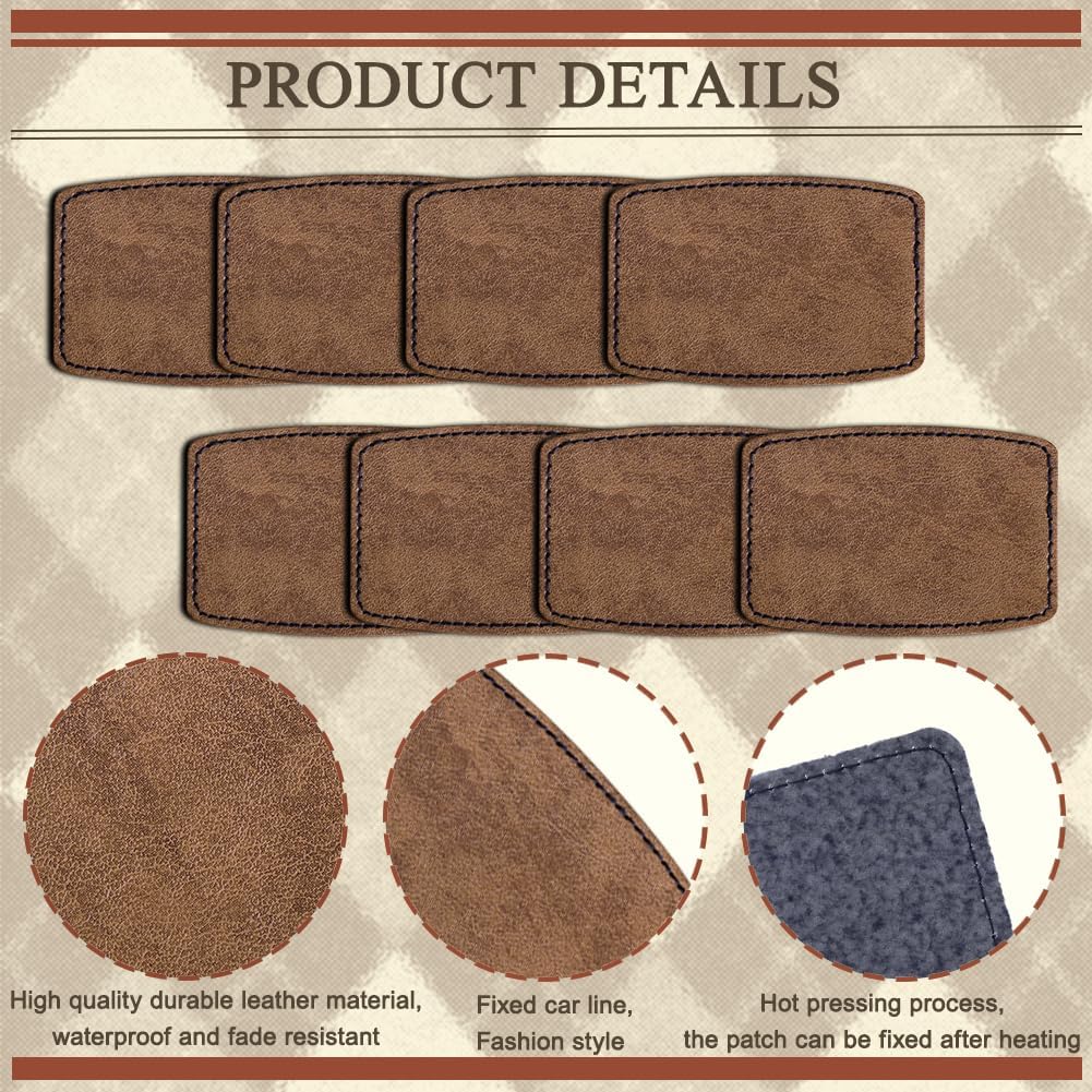 60 parches en blanco para sombreros, parches cuadrados láserables de cuero sintético, parches adhesivos de piel sintética para sombreros, reparación