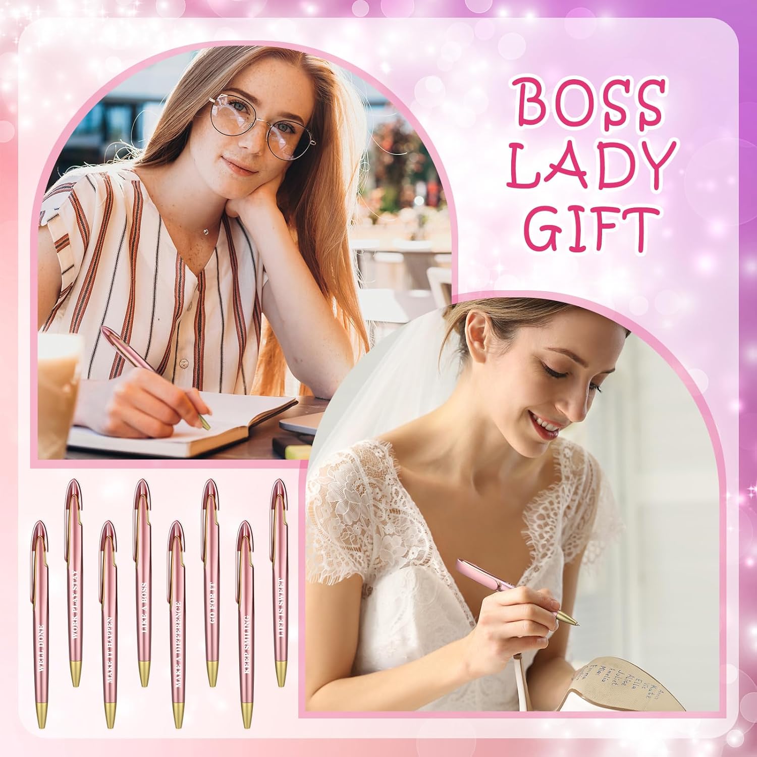 100 bolígrafos Boss Lady con citas a granel, regalos de inspiración a granel, bolígrafos retráctiles de punta media con tinta negra, regalos de