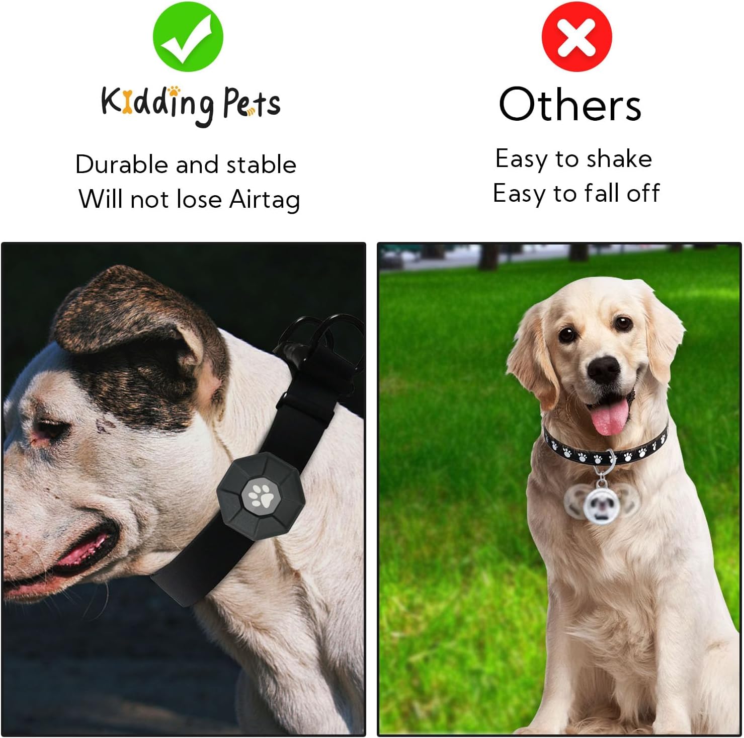 Kidding Pets Airtag – Soporte para collar de perro, paquete de 2 fundas de silicona para Airtag, ligeras y duraderas, protectoras para perros y gatos