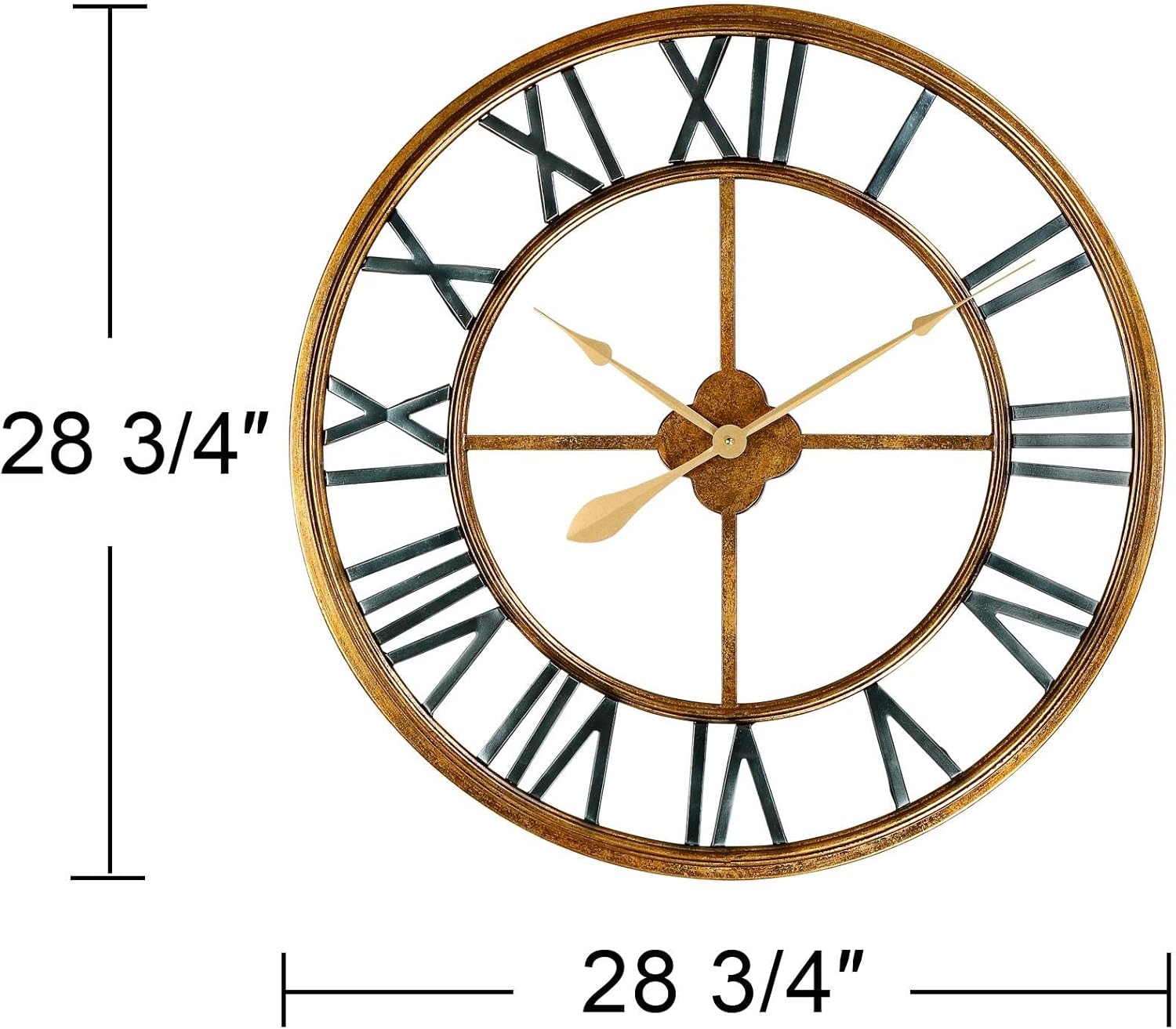 River Parks Studio Reloj de pared de hierro hecho a mano redondo de oro metálico de 28 34″