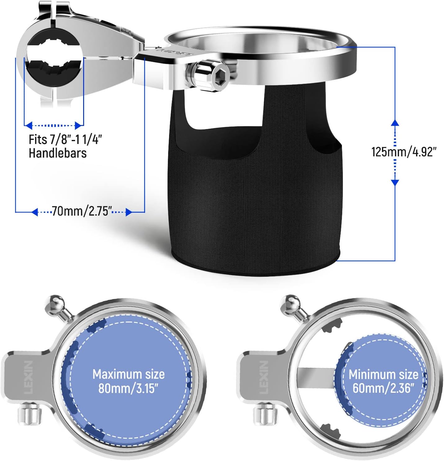 LEXIN C4 – Portavasos de motocicleta para Harley Davidson, soporte grande de aluminio para bebidas con soporte de bola giratoria de 360 y abrazadera