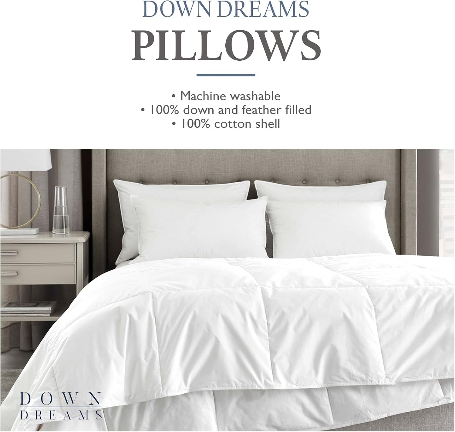Down Dreams Almohadas clásicas Manchester Mills – Soporte KingMediano, paquete de 2 unidades