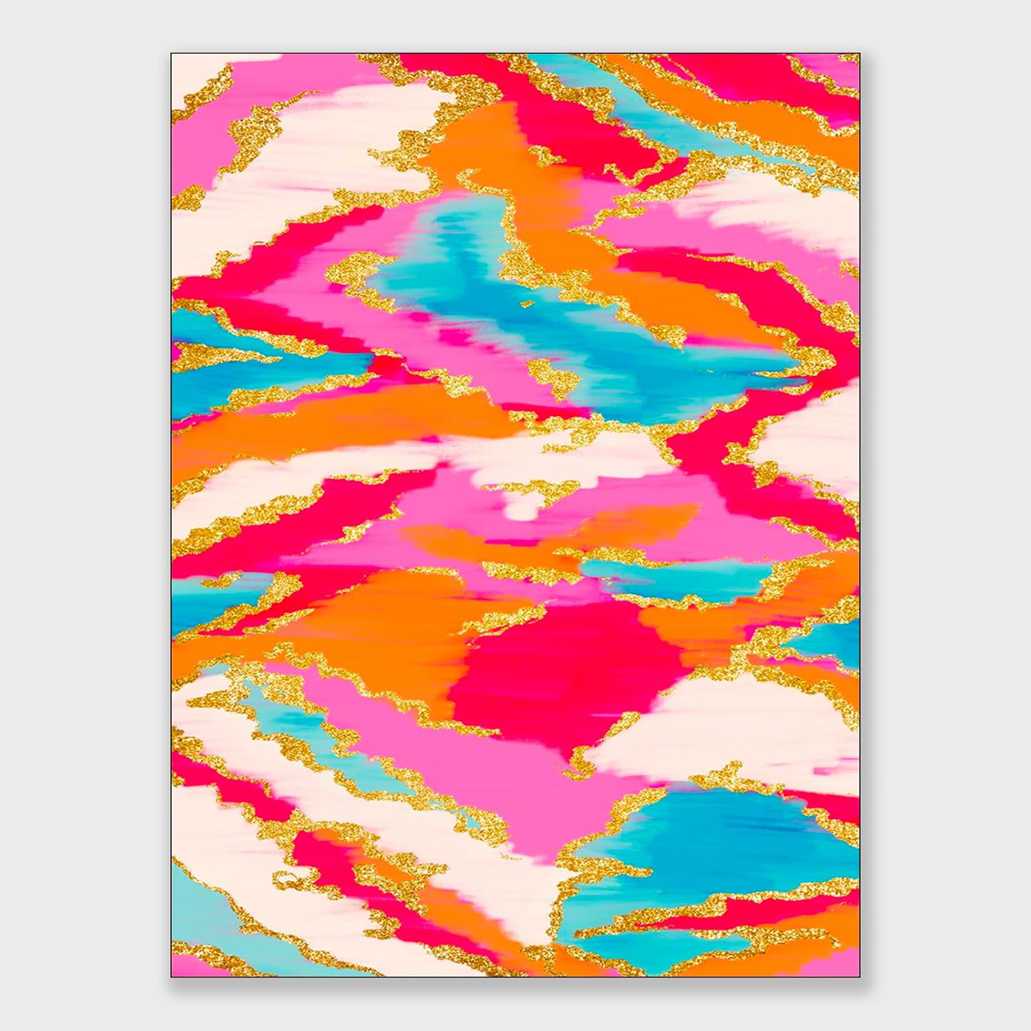 BNGFDV Pintura abstracta rosa y azul, decoración de habitación preparada, lienzo vibrante, arte de pared, decoración de dormitorio universitario,