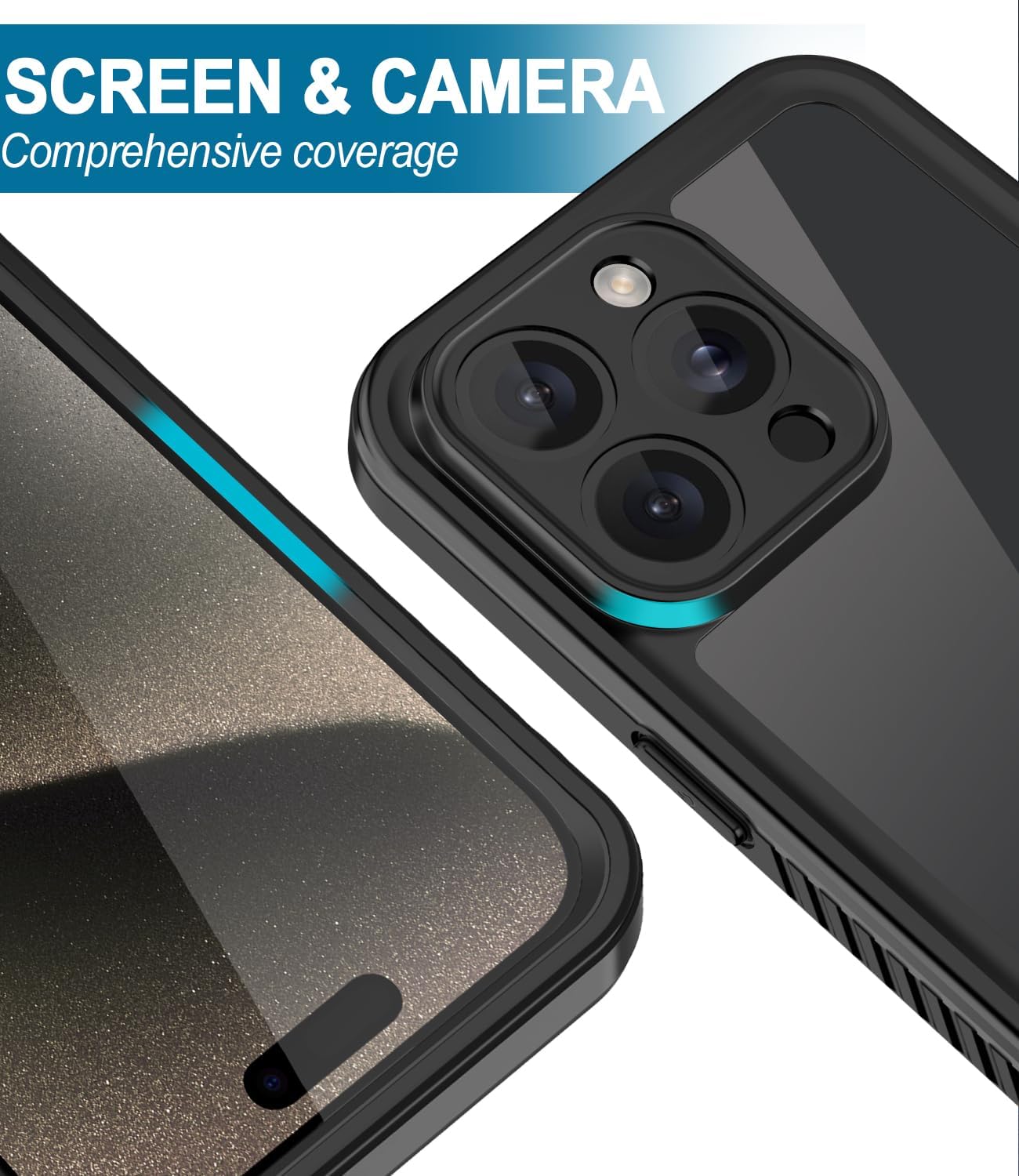 Diverbox Funda para iPhone 15 Pro de 10 pies impermeable a prueba de golpes a prueba de caídas a prueba de caídas a prueba de polvo protector de