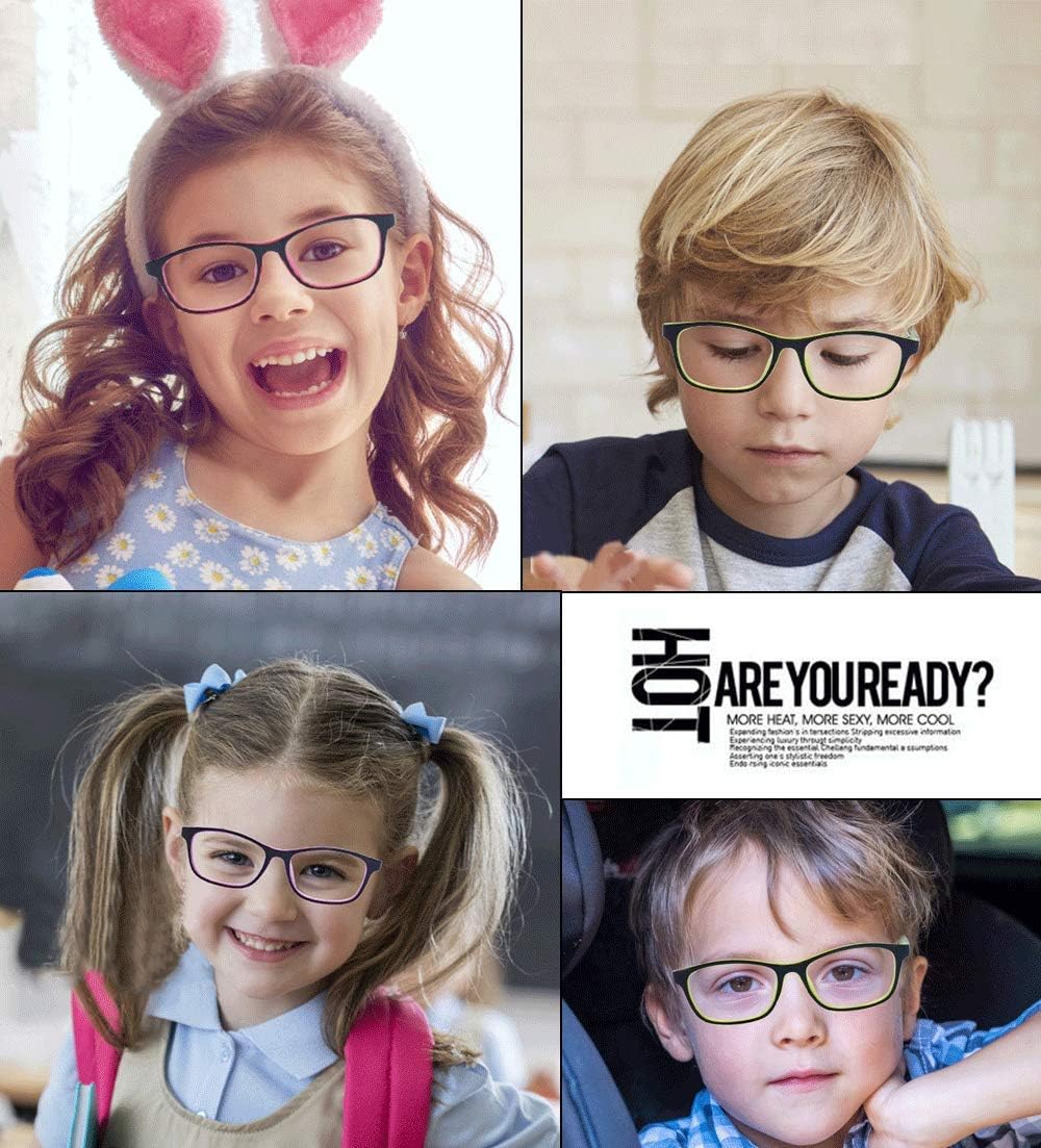 ALWAYSUV Lentes de bloqueo de luz azul para niños y adolescentes con lente transparente UV400 con corte antirreflejos, lentes de lectura para