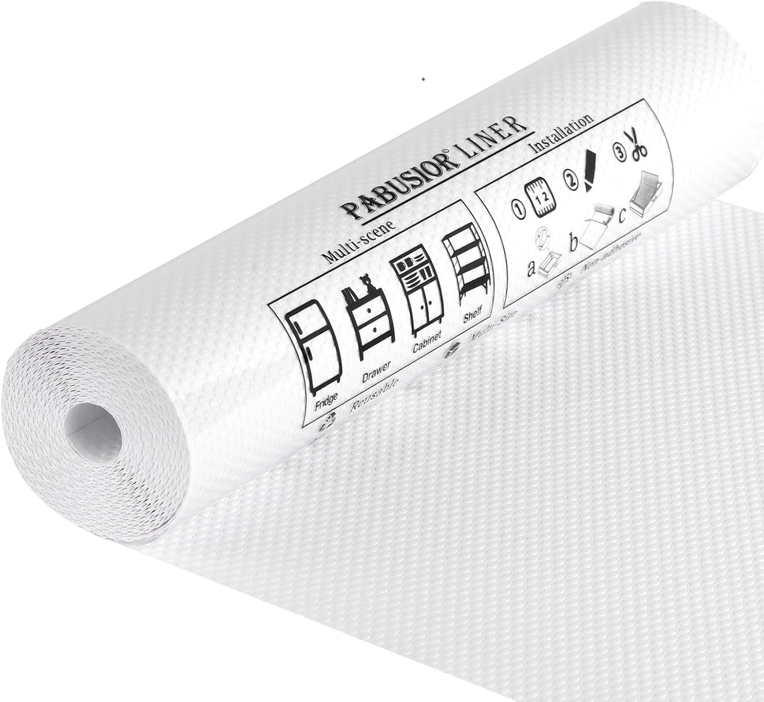 PABUSIOR Revestimiento para estantes de 10 pulgadas de ancho, fácil de cortar, blanco para cajones de cocina, impermeable, forros para gabinetes de