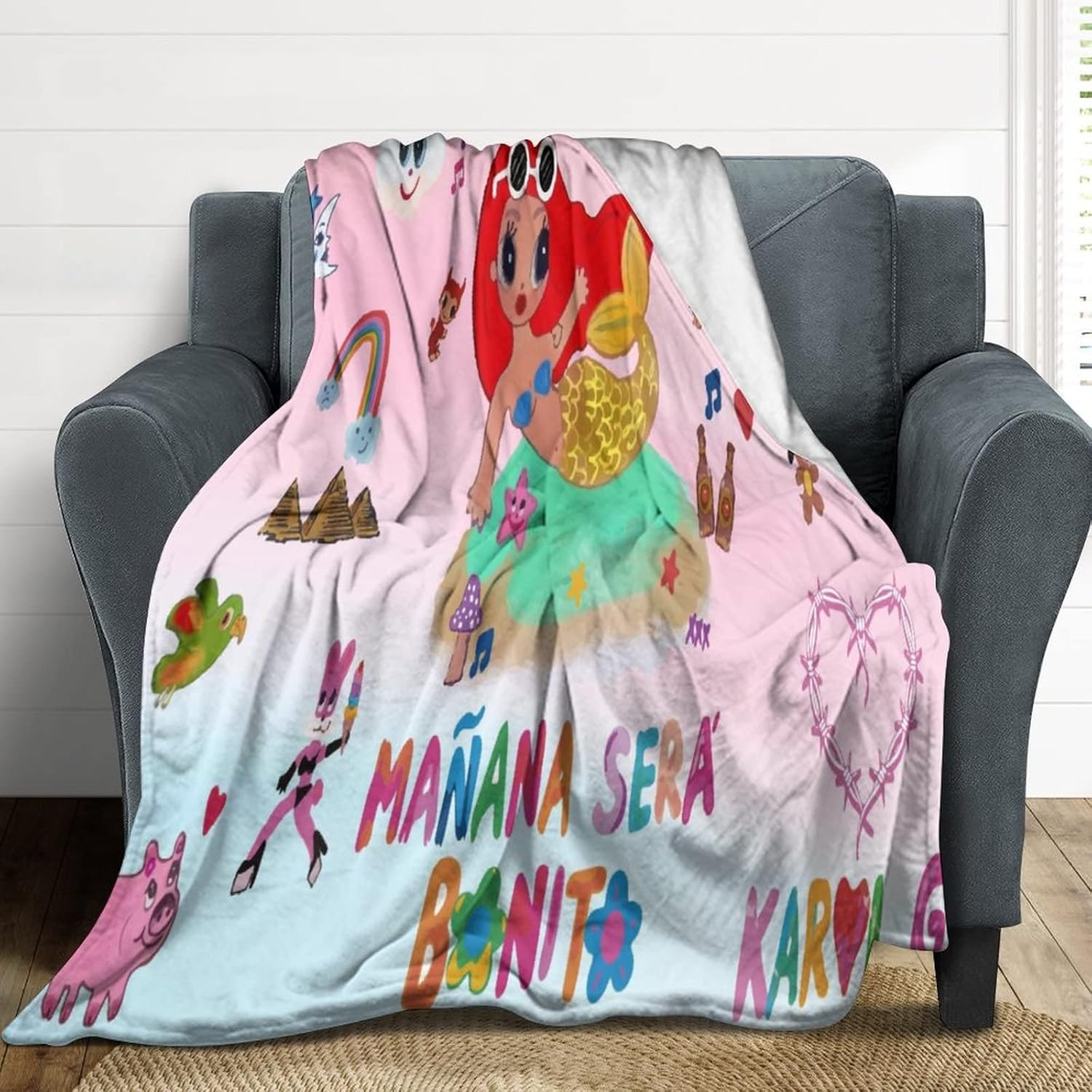 Manta divertida para fanáticos de Manana Sera Bonito, manta de felpa suave, súper mullida, cálida y ligera, manta térmica de forro polar para sofá,