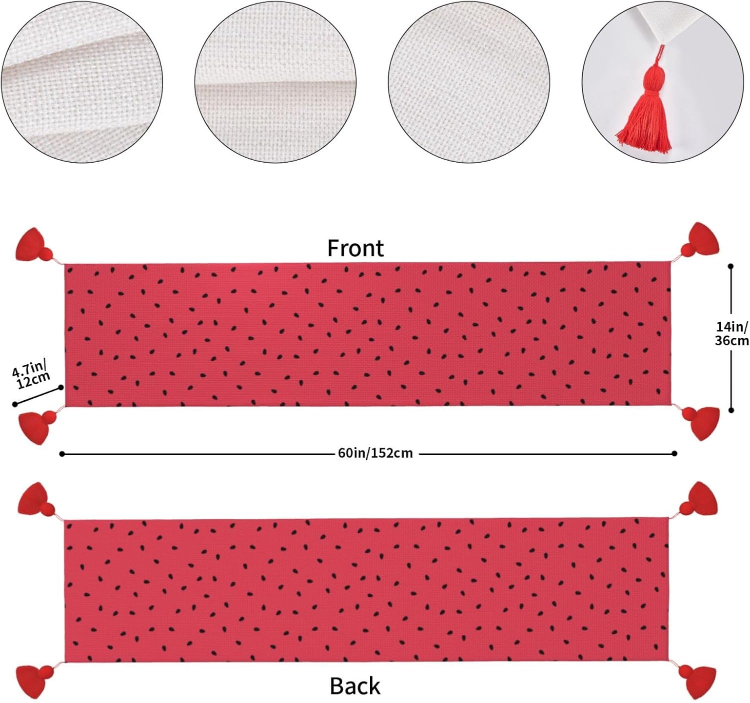 Watermelon with Black Seeds Christmas Table Runner Dining Table Decor Christmas Decorations Indoor Home Decor Christmas Table Runners Xmas Navidad