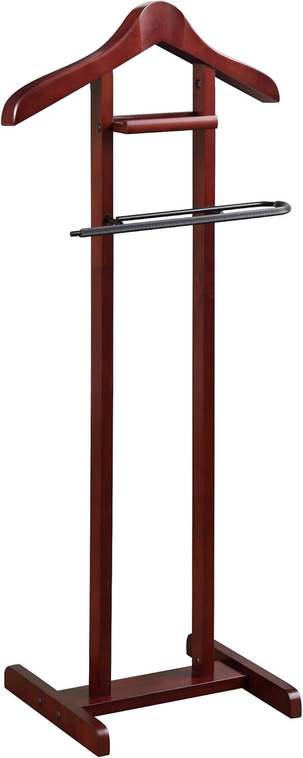 Proman Products Lancaster VL36141 – Soporte de valet para traje con bandeja, colgador de contorno, barra para pantalones, 17 pulgadas de ancho x 12