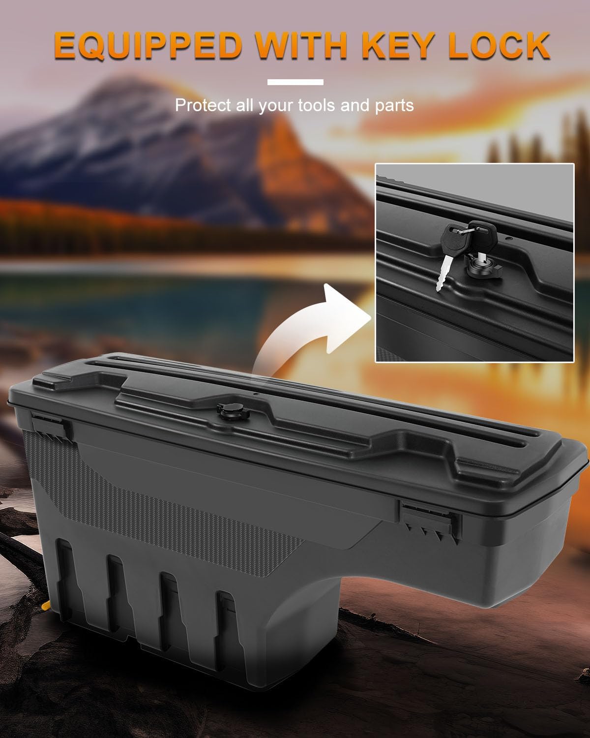 ROADFAR Reemplazo de caja de almacenamiento para caja de camioneta del lado izquierdo del conductor para Toyota Tundra 2007-2020, tapa con cerradura