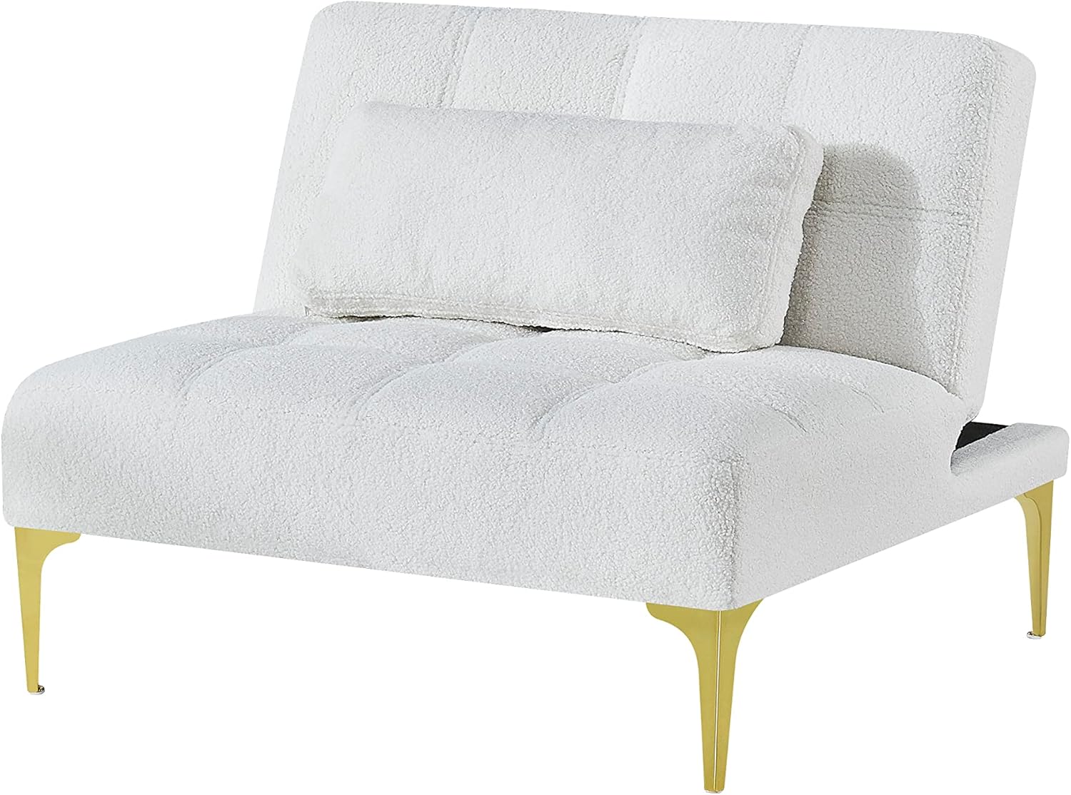 Sofá cama modular convertible sofá individual con almohada, tela de peluche y patas de metal, sofá cama tapizado para sala de estar, dormitorio,