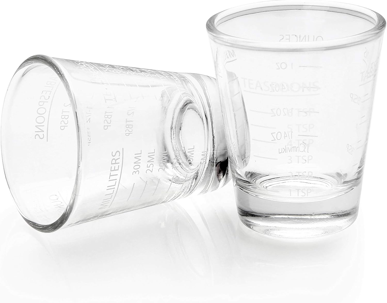 BCnmviku -Vasos corto, taza medidora, taza de espresso, Líquido, vidrio pesado, vaso de vino 2 juegos de 26, para medición gradual 1 onza, 6