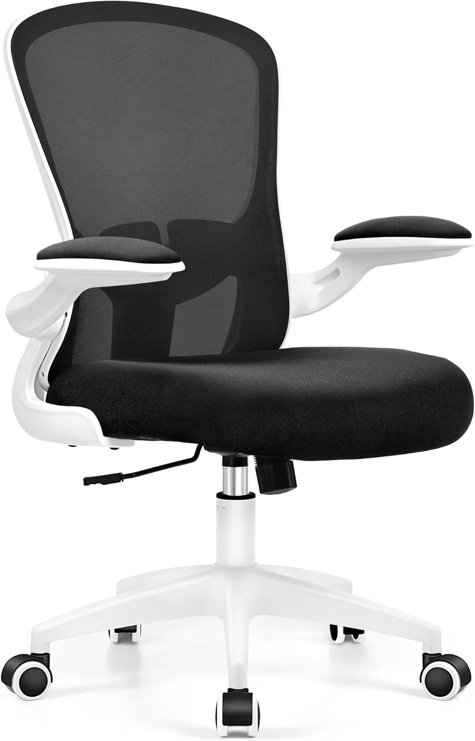 Silla de oficina ergonómica, silla de escritorio de soporte lumbar con reposabrazos abatibles y silla de oficina giratoria de altura ajustable