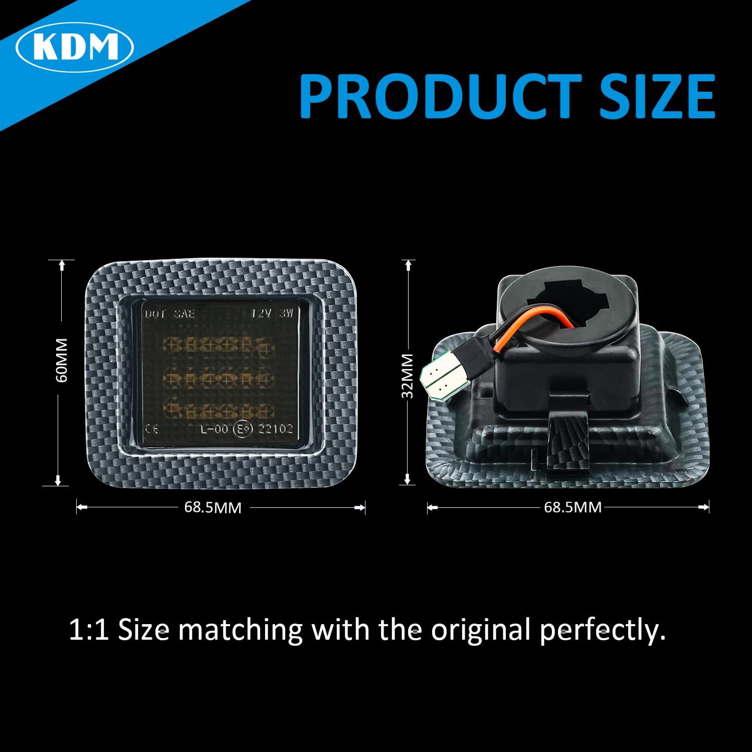 KDM Luz de matrícula LED con patrón de fibra de carbono negra para Ford F150 Raptor 2015-2022, reemplazo de ensamblaje, lámpara trasera de camioneta