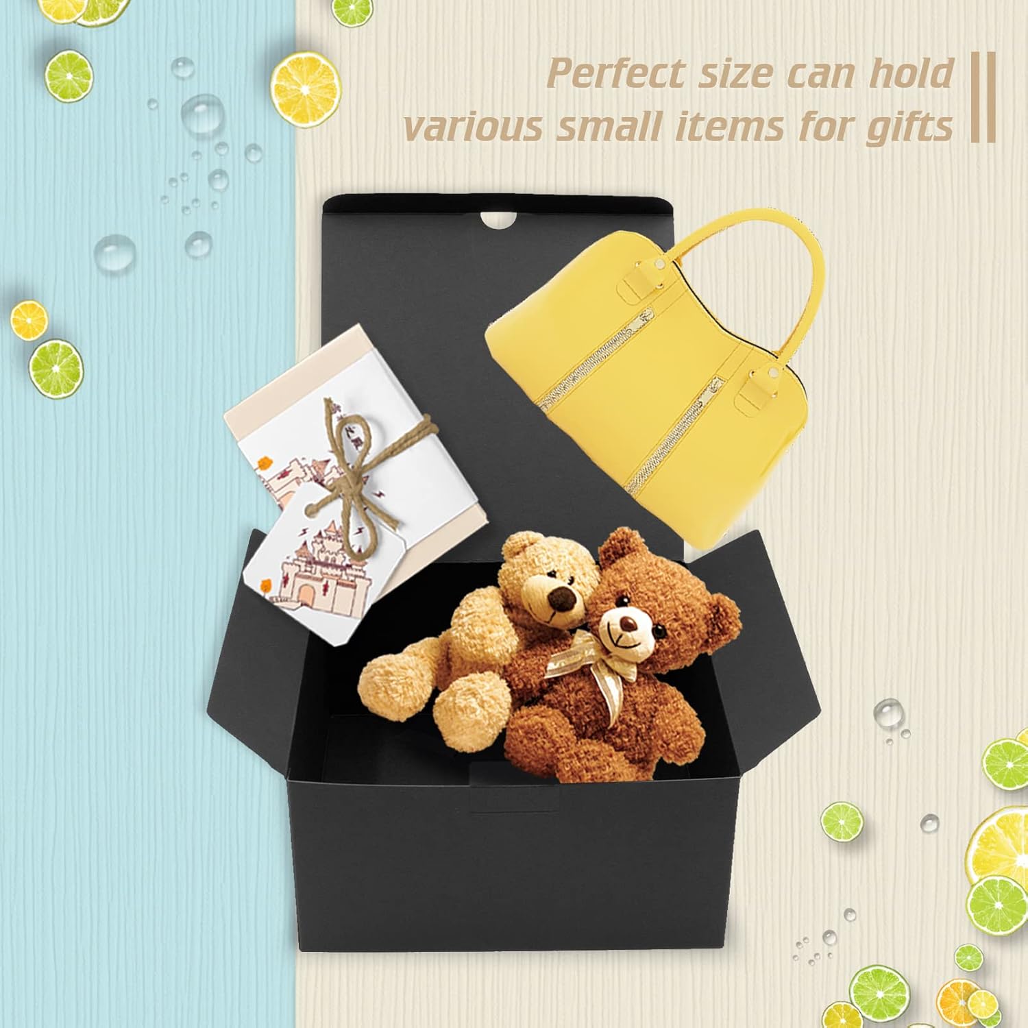 opaprain Paquete de 10 cajas de regalo negras de 8 x 8 x 4 pulgadas con tapa, papel reciclable adecuado para bodas, festivales, regalos, graduación,